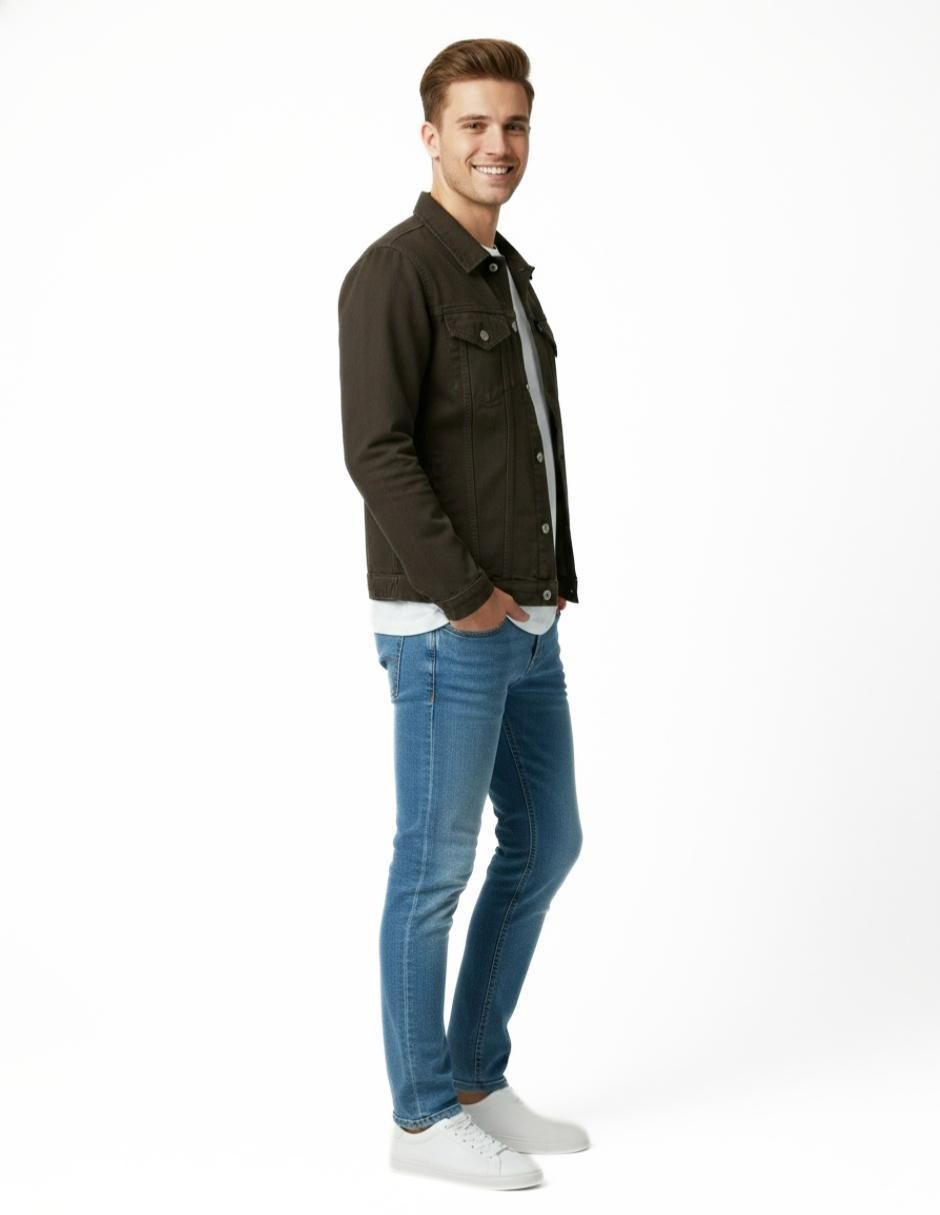 Set chamarra denim de mezclilla con bolsillos para hombre 4