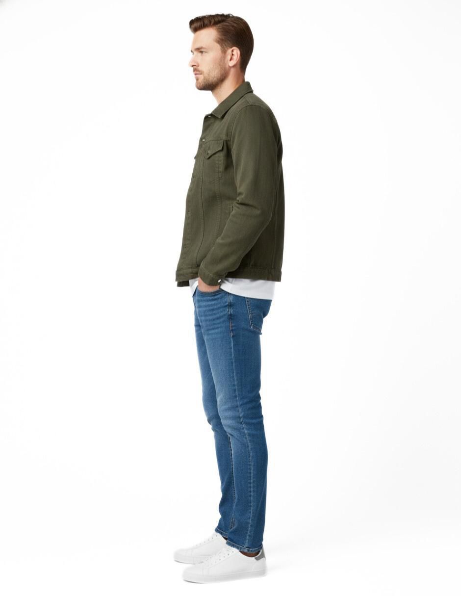 Set chamarra denim de mezclilla con bolsillos para hombre 6