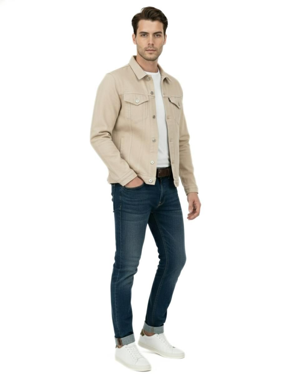 Set chamarra denim de mezclilla con bolsillos para hombre 6