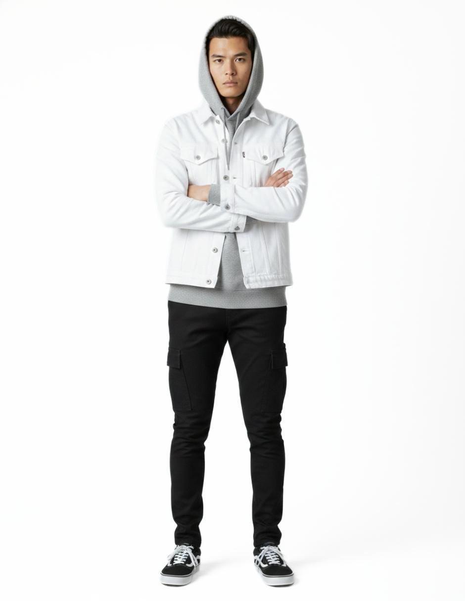 Set chamarra denim de mezclilla con bolsillos para hombre 4