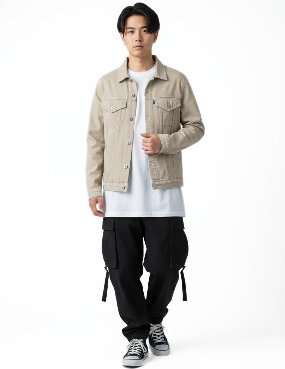 Set chamarra denim de mezclilla con bolsillos para hombre 6