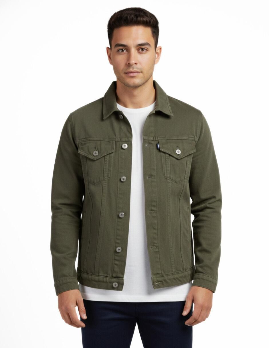 Set chamarra denim de mezclilla con bolsillos para hombre 5