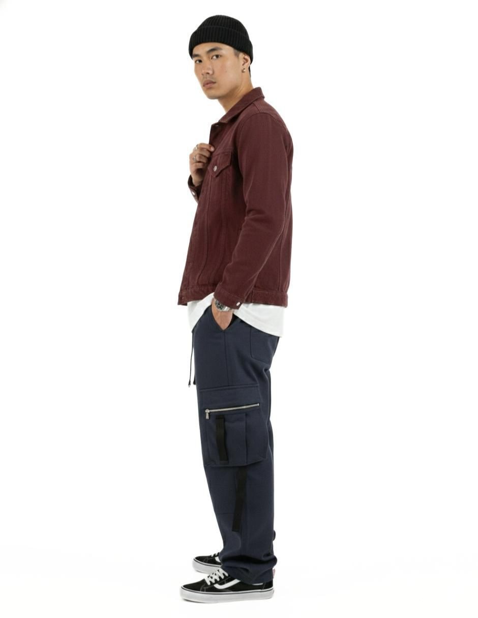 Set chamarra denim de mezclilla con bolsillos para hombre 3