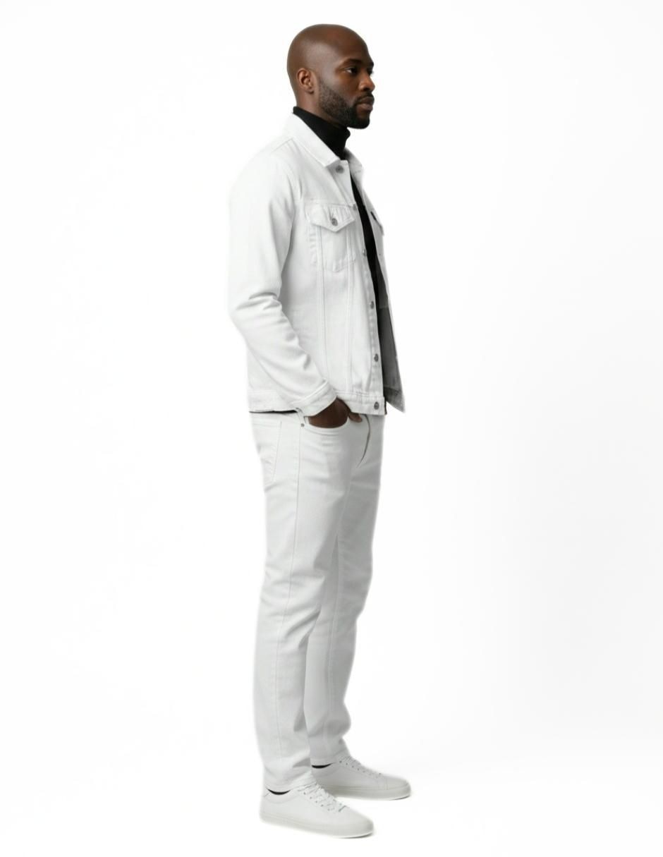 Set chamarra denim de mezclilla con bolsillos para hombre 11