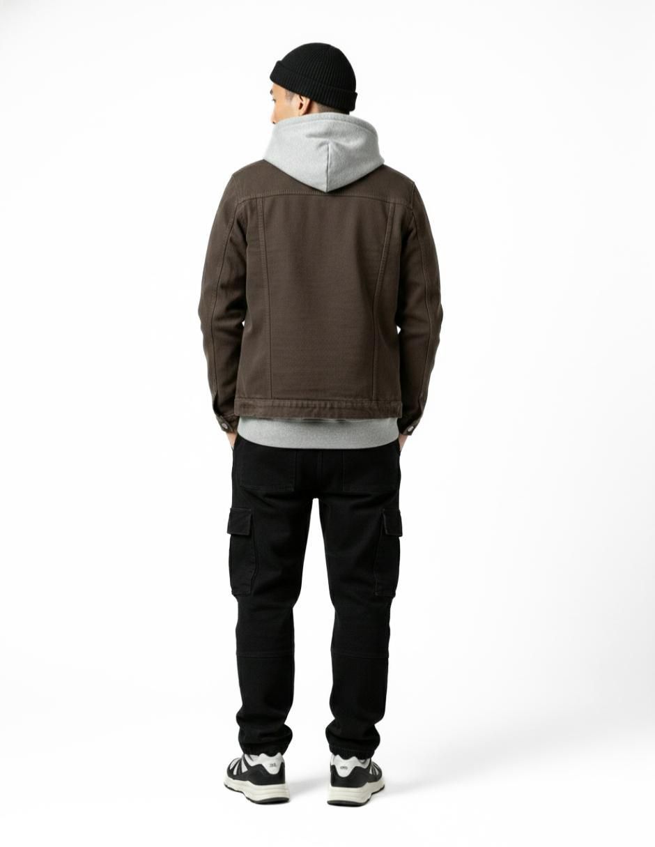 Set chamarra denim de mezclilla con bolsillos para hombre 7