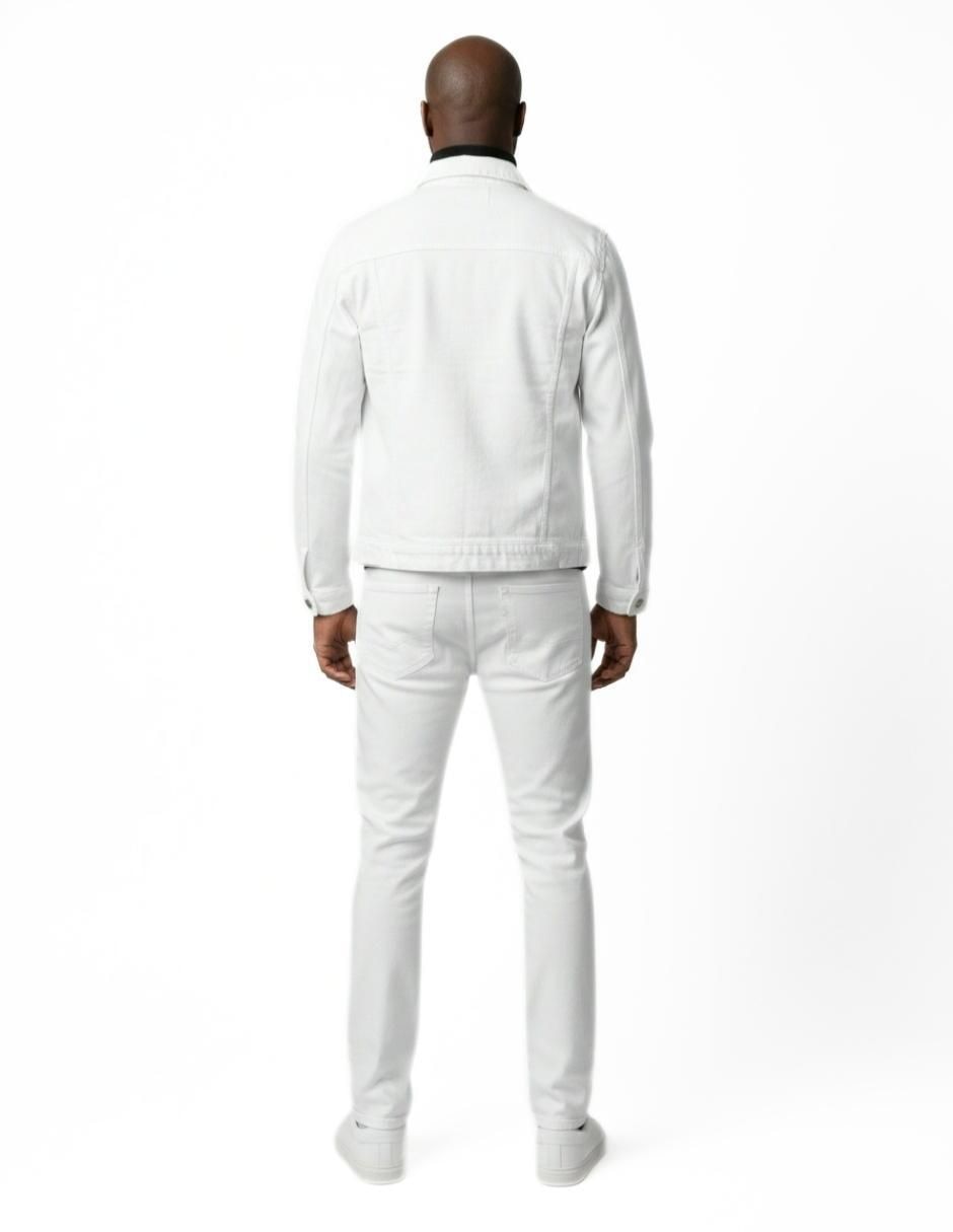 Set chamarra denim de mezclilla con bolsillos para hombre 9