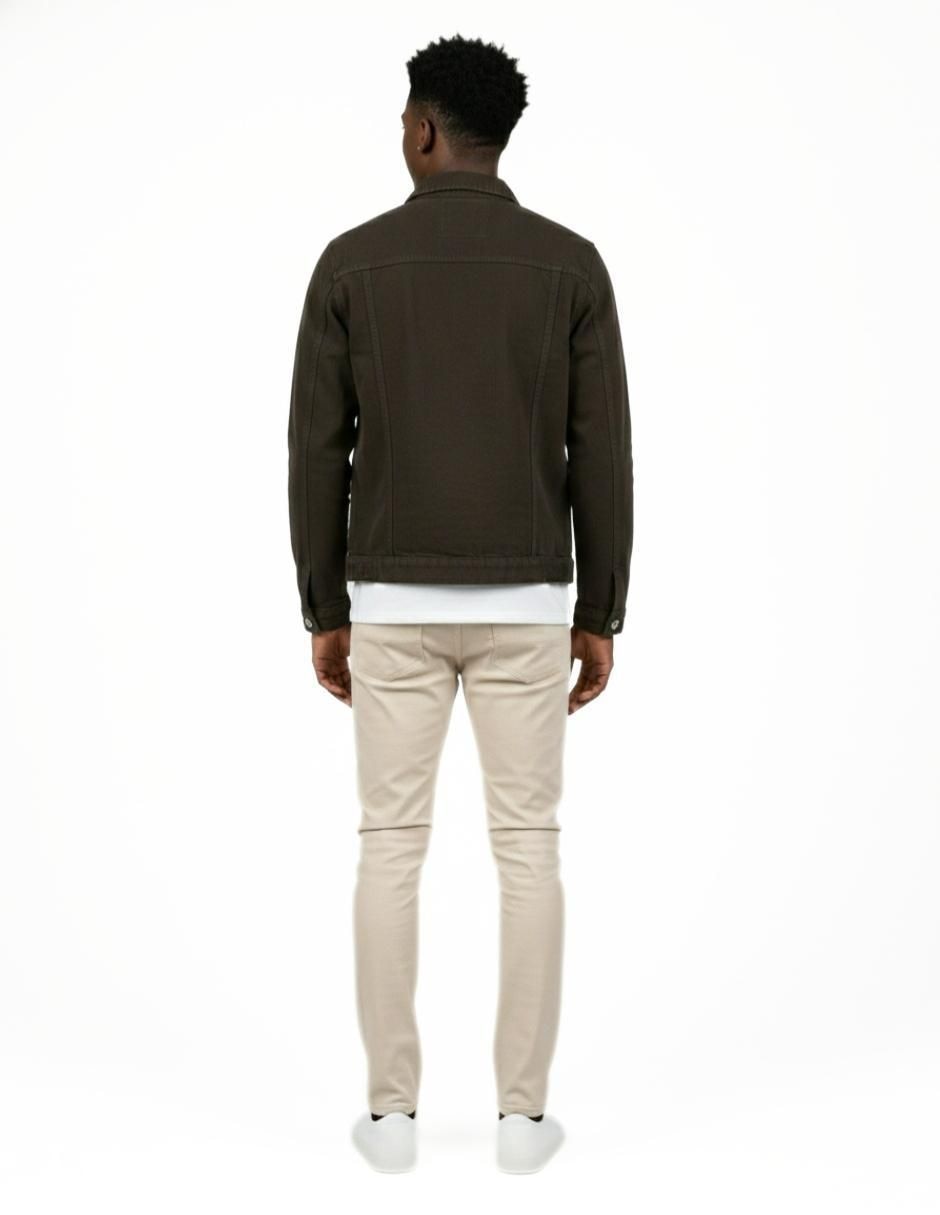 Set chamarra denim de mezclilla con bolsillos para hombre 11