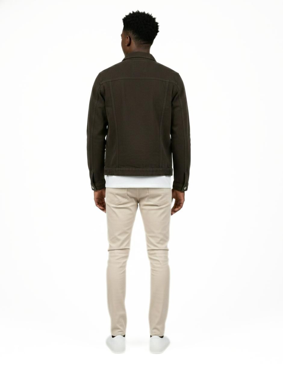 Set chamarra denim de mezclilla con bolsillos para hombre 11
