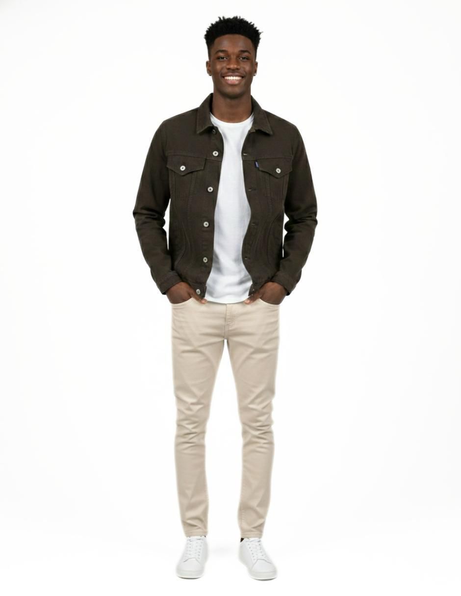 Set chamarra denim de mezclilla con bolsillos para hombre 8