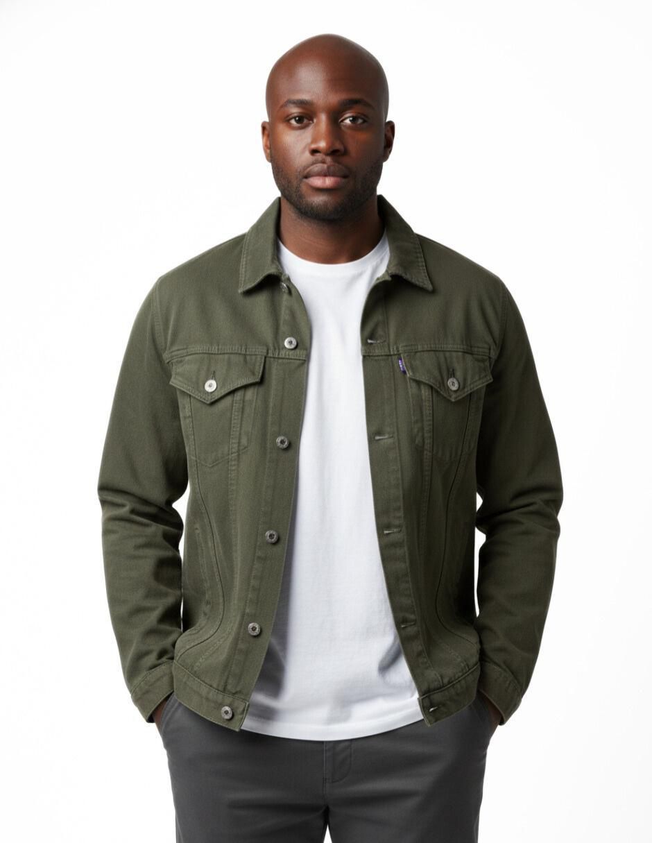 Set chamarra denim de mezclilla con bolsillos para hombre 5