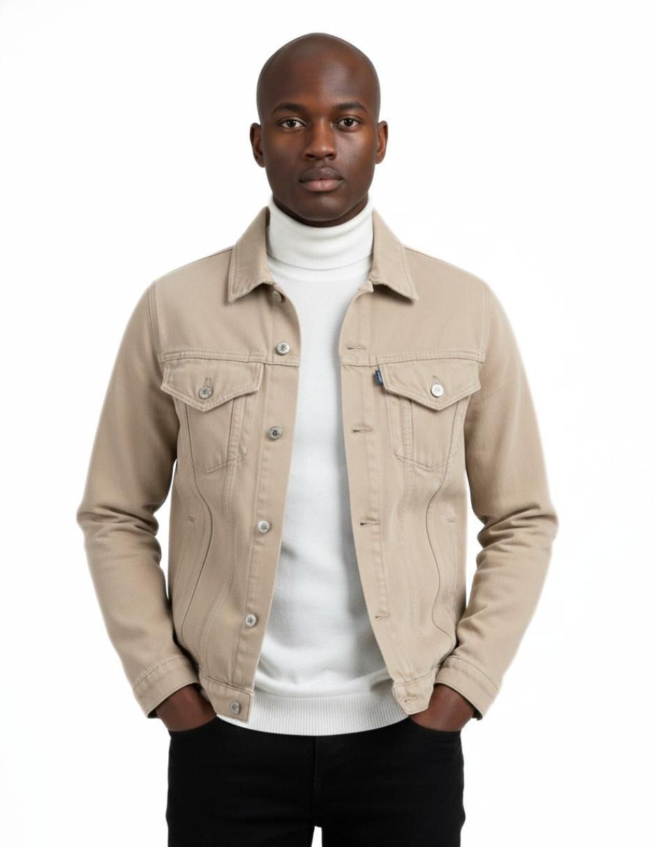 Set chamarra denim de mezclilla con bolsillos para hombre 11