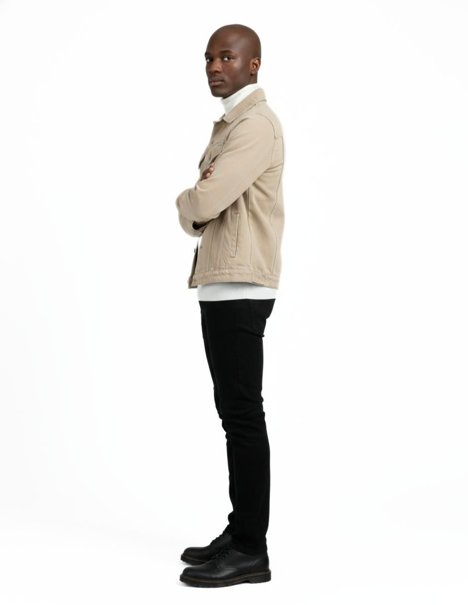 Set chamarra denim de mezclilla con bolsillos para hombre 5