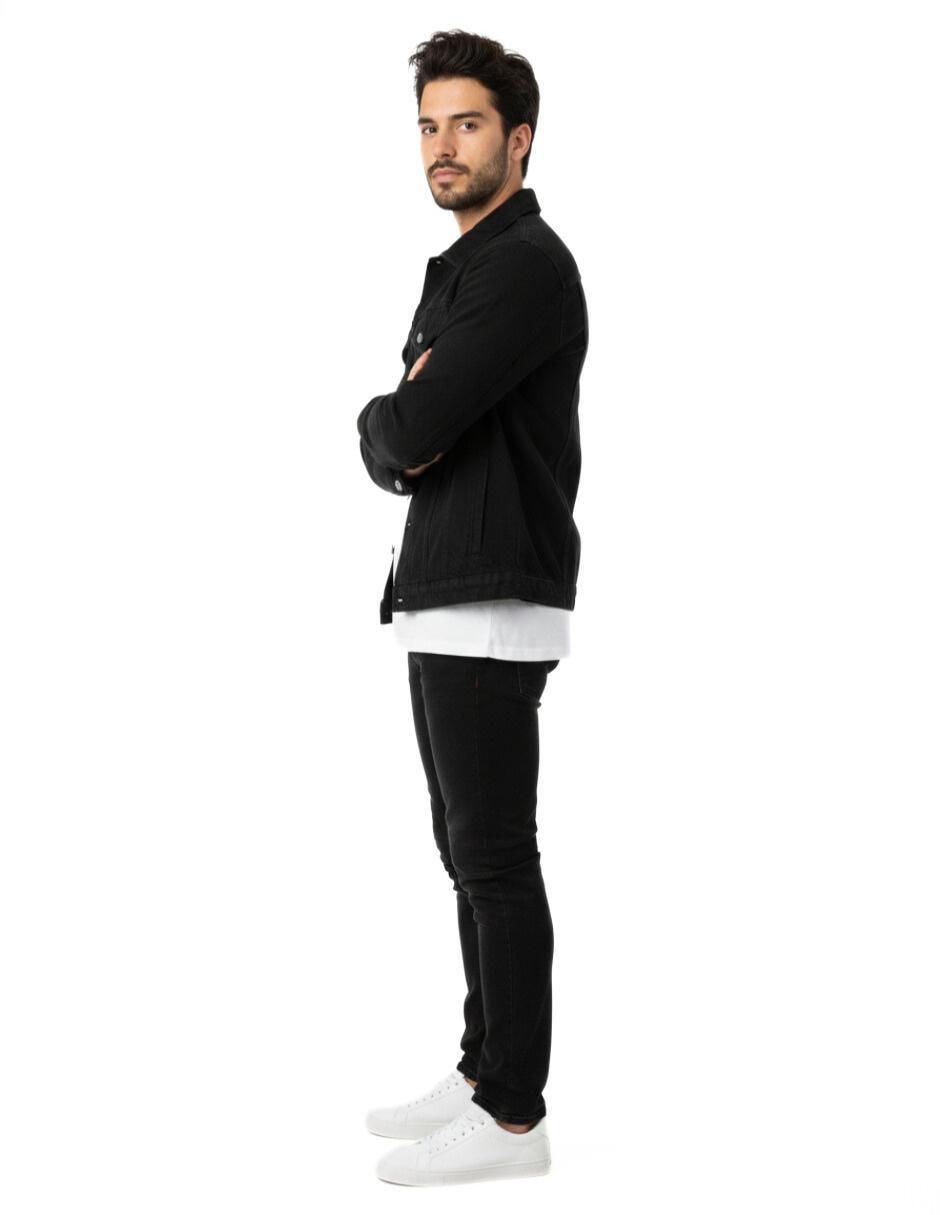 Set chamarra denim de mezclilla con bolsillos para hombre 5