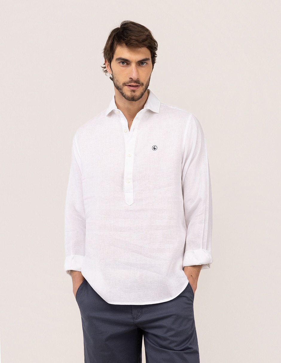 Camisa casual de lino manga larga para hombre Camisa casual de lino manga larga para hombre