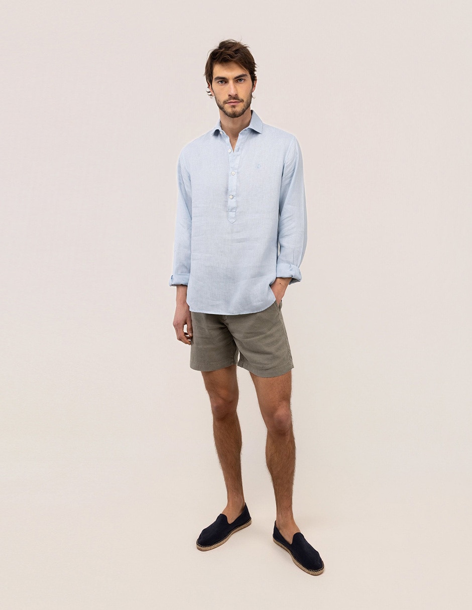 Camisa casual de lino manga larga para hombre 2
