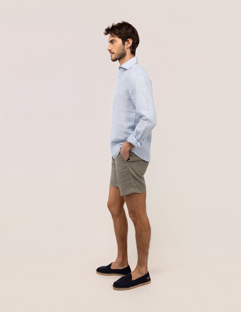 Camisa casual de lino manga larga para hombre 3