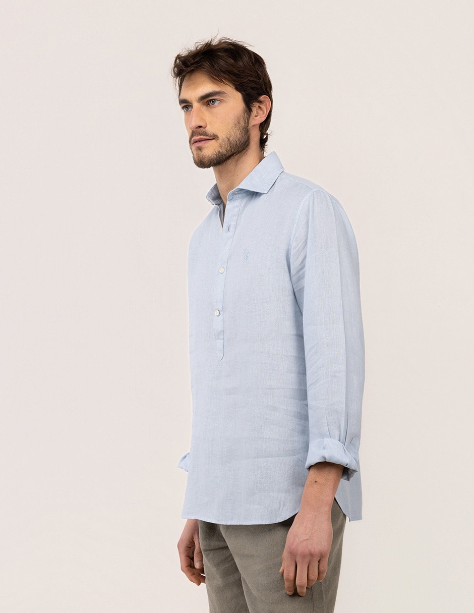 Camisa casual de lino manga larga para hombre 4