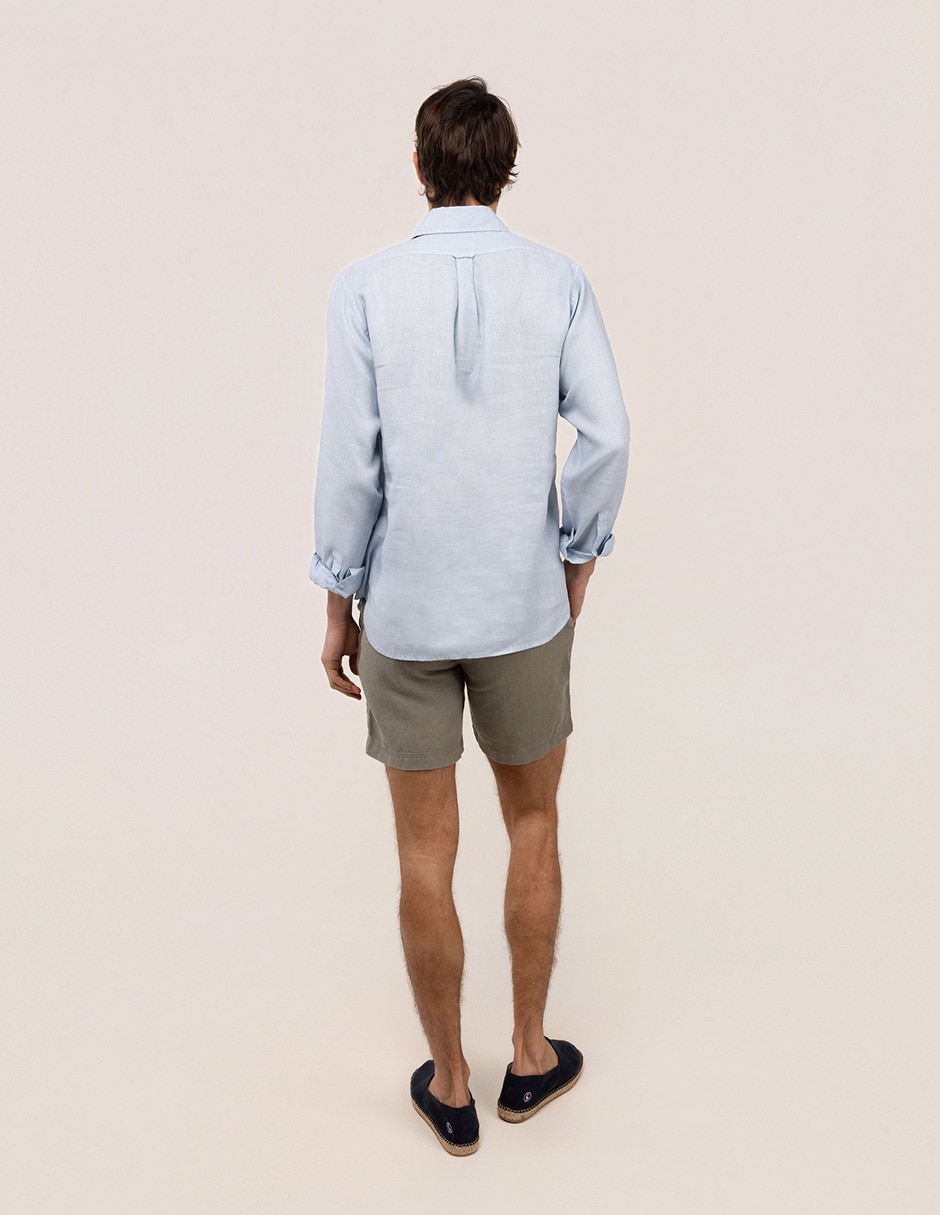 Camisa casual de lino manga larga para hombre 5