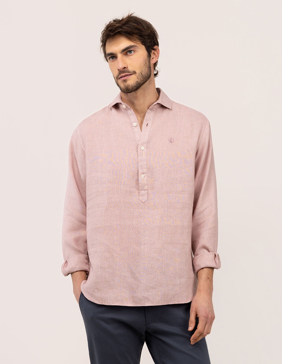 Camisa casual de lino manga larga para hombre Camisa casual de lino manga larga para hombre